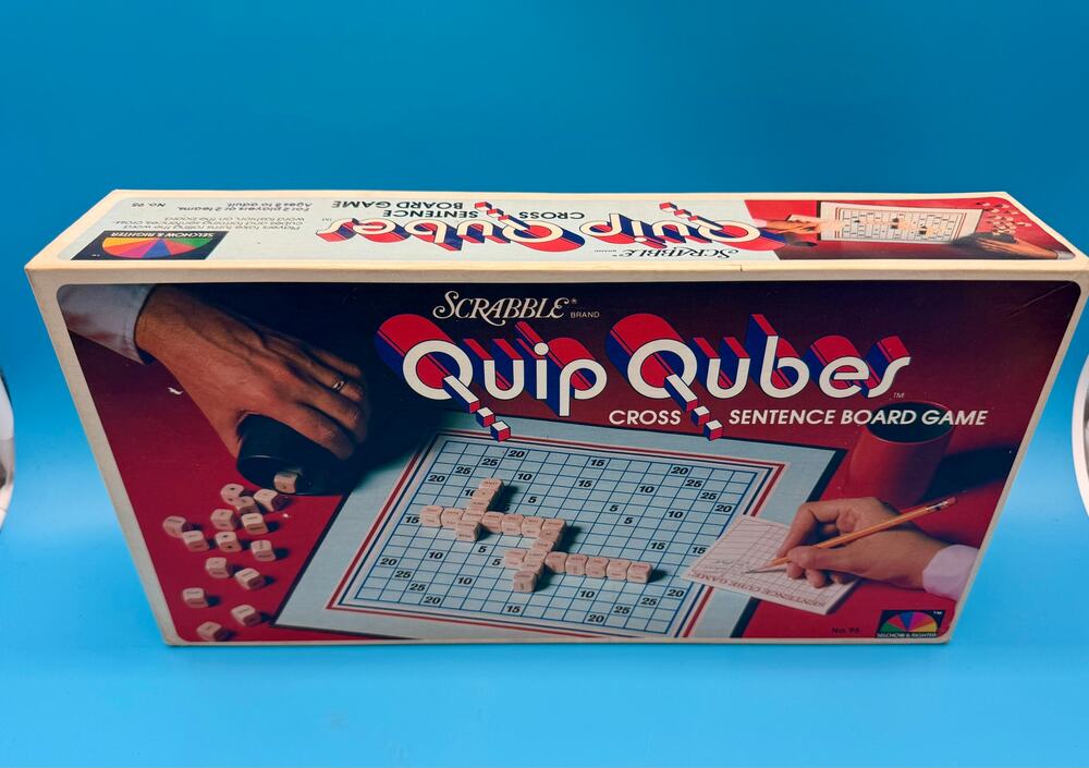 Vintage 1981 Scrabble Quip Qubes Cross Sentence Board Game Selchow & Righter